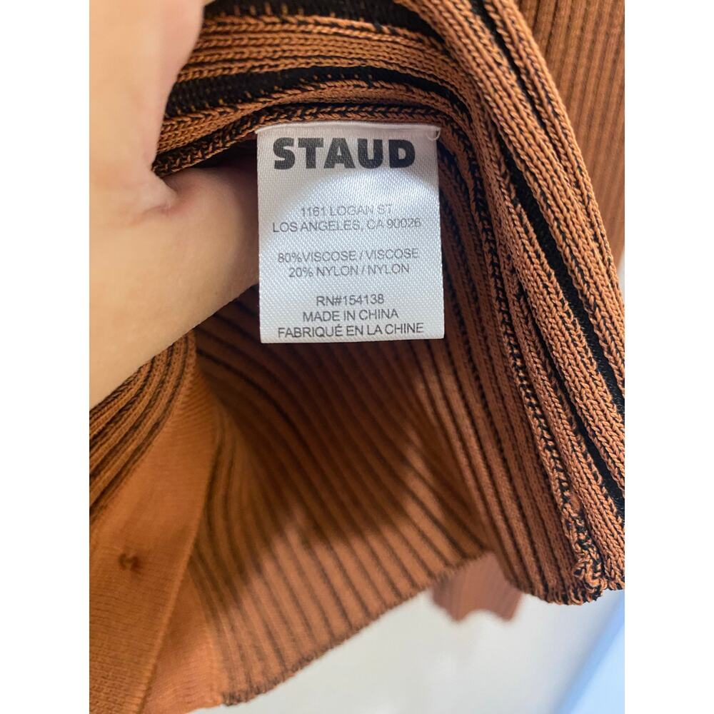 STAUD Brown Ribbed Cardigan Top Size S Boho Minimalist - Picture 7 of 8